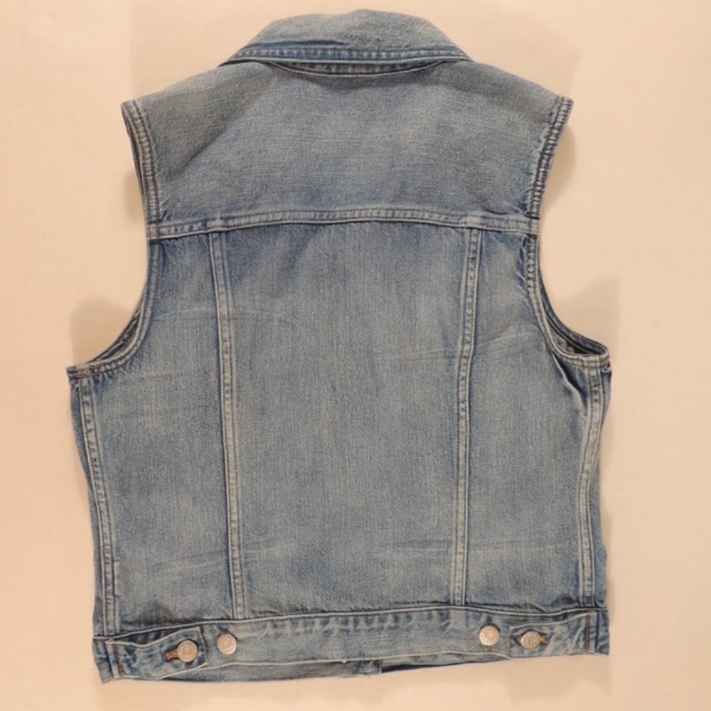 Madewell Faded Blue Denim Vest with Button Front - Picture 4 of 12